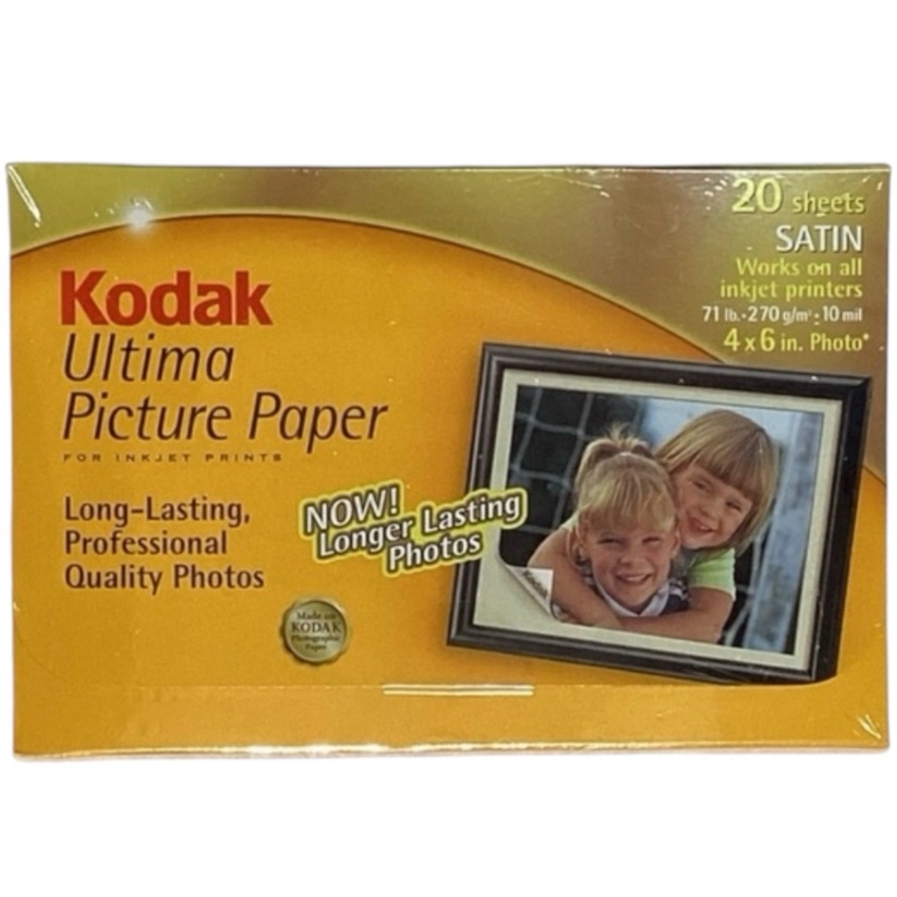 Kodak Ultima‎ Picture Paper Satin 4x6 20 Sheets Inkjet Printers Sealed UPP-3-A